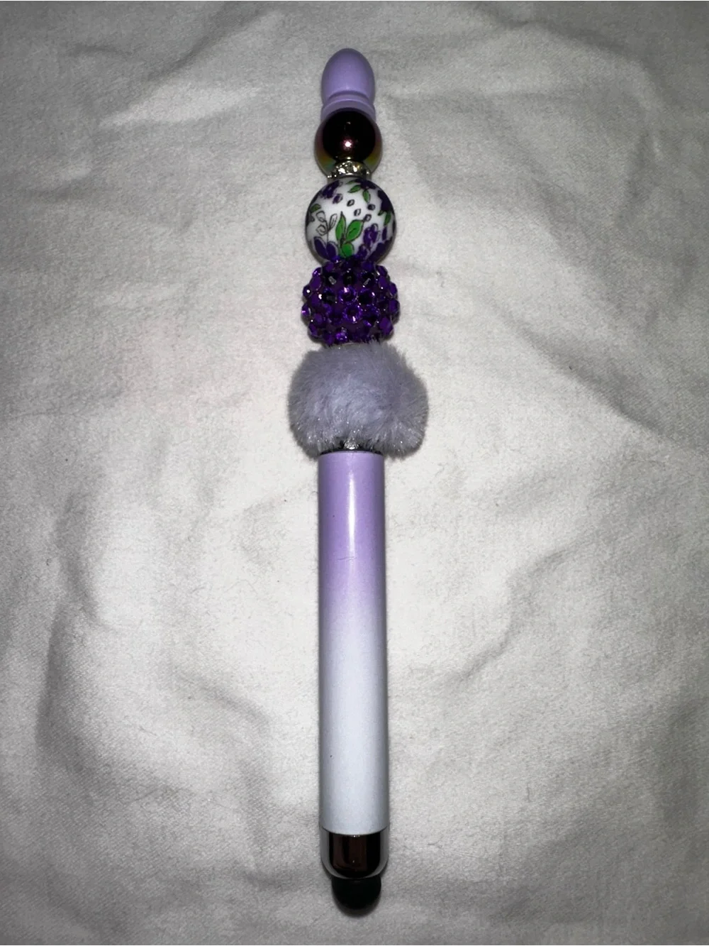 Lavender Ombre Beaded Pom Stylus Pen